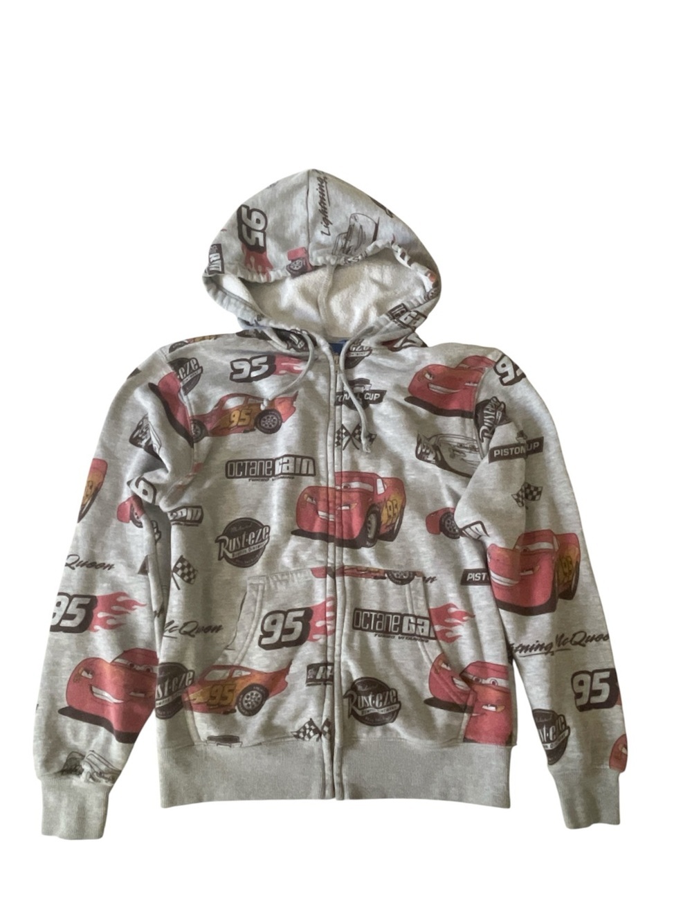 Pixar Cars Lightning McQueen size XS Gray full-zip hoodie